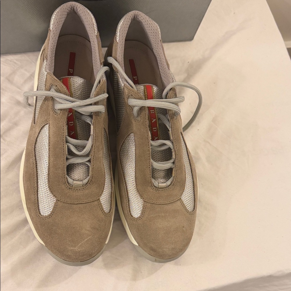 Prada Men's Tan and Gray Sneakers - Picture 9 of 9